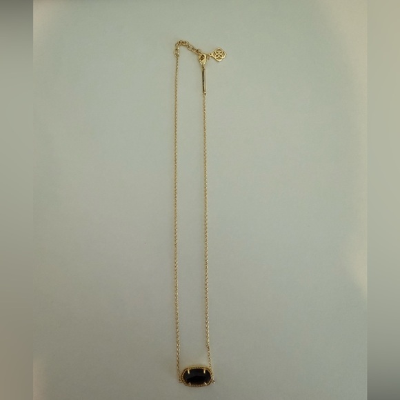 Elisa Gold Pendant Necklace in Black Opaque Glass - Picture 1 of 4